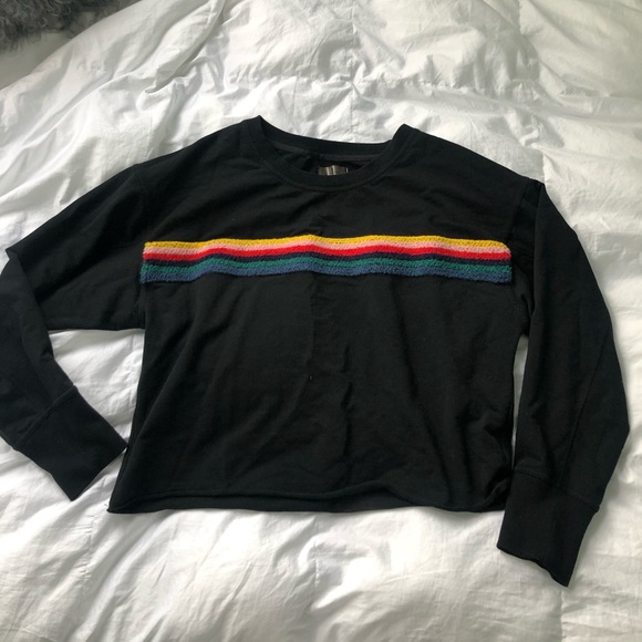 Reformation Sweaters - Black Sweatshirt with Rainbow Embellishment